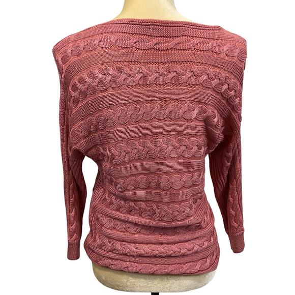 Lauren Ralph Lauren Sweater Cable Knit 3/4 Sleeves Size Small - Picture 3 of 9